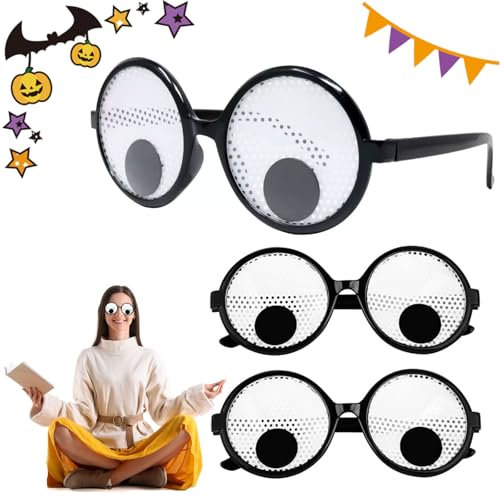 KARELLS 3 Stück Funny Glasses,Googly Eyes Glasses,Lustige Brillen mit Wackelaugen,Schüttel Augen Partybrillen,Eye Glasses Joke Glasses,Wiggly Eyes Glasses,für Foto-Requisiten,Kostümzubehör,Cosplay