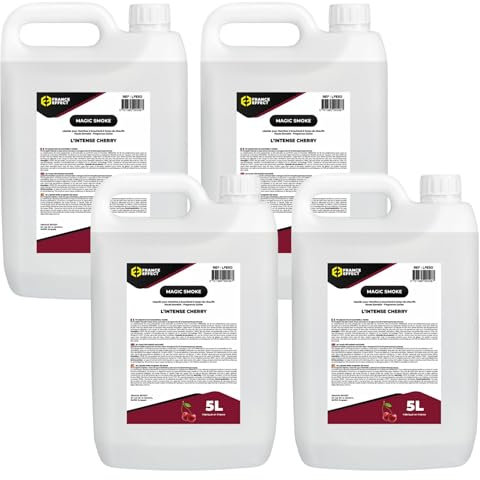 Liquide à Fumée Magic Smoke Intense Cherry (Cerise) - Bidon 5L | Fumée Dense avec Parfum Cerise | Compatible Machines à Fumée (4 Bidons)