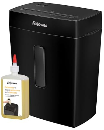 Fellowes Paper Shredder for Home Use - 8 Sheet Cross Cut Paper Shredder - Home Shredder with 15 Litre Bin - Powershred FS-8C - Amazon Exclusive + Fellowes Shredder Oil for Paper Shredders, 355ml