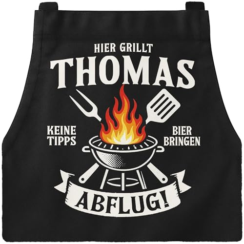MoonWorks® Grillschürze für Männer personalisiert BBQ Schürze mit Namen Spruch Lustiges Geschenk Kochschürze Herren Baumwolle