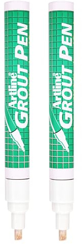 Artline White Grout Pens (Pack of 2) | 2.0-4.0mm Chisel Tip, Permanent, Quick-Dry, Waterproof, Grout Whitener for Bathroom Tiles