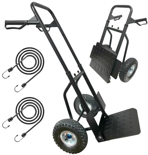 Sackkarre klappbar mit 2X großen Industrierädern Schwerlast höhenverstellbare Sackkarre mit hochbelastbaren leisen Rädern, 150 kg Tragkraft (inkl. 2 Gummibänder)