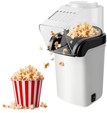 BAIFULAI Macchina per popcorn da 1200 W, mini macchina per popcorn ad aria calda, sana, senza olio, grasso, 2 minuti, funzionamento one-touch, per casa, film, Natale, feste, serata di calcio