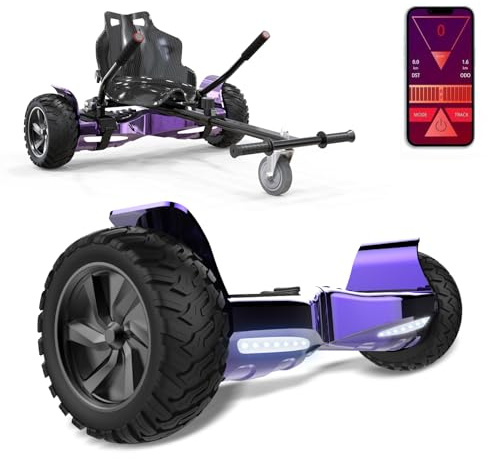 GeekMe Hoverboards mit sitz,8.5 All-Terrain mit leistungsstarkem Motor APP Bluetooth eingebaut + Hoverkart Zubehör für Hoverboards
