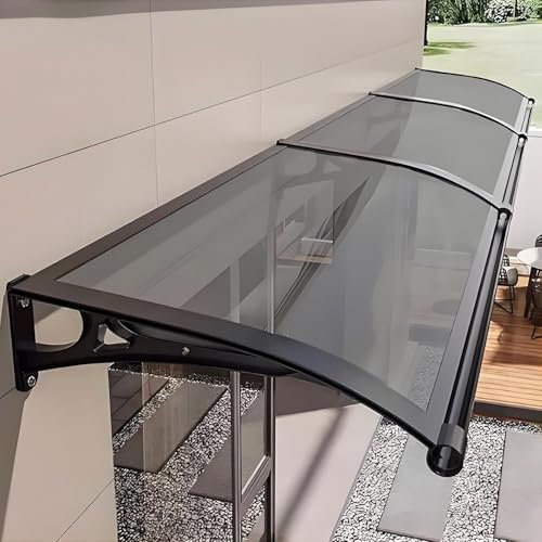 Auvent de porte d'extérieur résistant aux intempéries - Abri de toit gris pour protection contre la pluie - Housse de protection durable pour portes d'entrée - Marquise de porte élégante - 120 cm