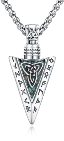 JFASHOP Keltische Pfeilspitze Halskette 925 Sterling Silber Turquoise Pfeil Anhänger Halskette Pfeilspitze Schmuck Geschenke für Mann Damen