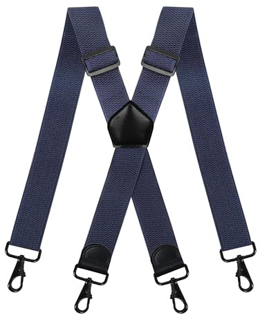 Chuner Hosenträger Herren Breit 4 cm, X-Form Hosenträger Herren Extra Stark & Elastisch Längenverstellbar, mit 4 Metall-Schnallen, Ideal für Männer und Damen Arbeitshose, Skihose & Latzhose,Dunkelblau