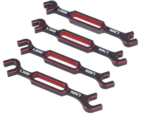 Pongnas 4PCS RC Wrench 3.0 3.2 3.5 3.7 4.0 5.0 5.5 6.0mm RC Turnbuckle Remover RC Nut Ball Joint Tool with Aluminum Alloy for RC Car Truck Boat Drone (Red)