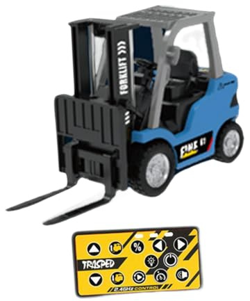Folpus Modelo de Montacargas Mini Camión de Ingeniería Vehículo Juguete RC Camión Grúa y Montacargas Colectivo a Escala 1 64 con Material de Aleación Brazo, Azul
