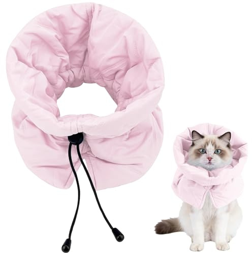Infinizer Elisabethanisches Halsband Weiche Halskrause für Katzen Einstellbarer Katzenhalsband nach Operationen Anti Lecken und Kratzen Schutz Mehrere Farben Größen (Pink, S)