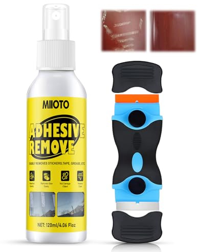 Ganbaro 120ml Adhesive Remover, Sticky Stuff Remover Includes Scraper | Powerful Glue & Sticker Remover for Labels, Tape, Chewing Gum,Wax and Glue, Sticker Remover Remove Sticky Residues