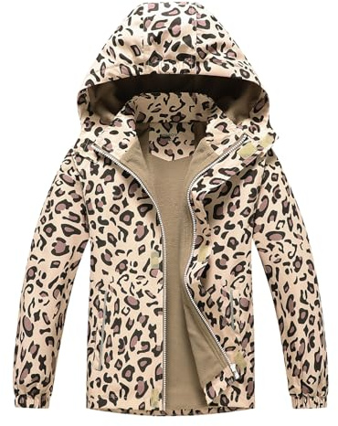 BuyiRen Veste coupe-vent à capuche pour filles, manteau de pluie doublé en polaire pour enfants, 4 à 13 ans