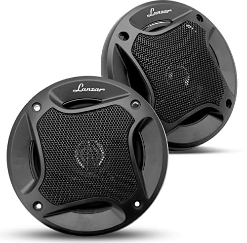 Lanzar 2 Way Coaxial Speakers - Standard 4 Full Range Sound 120 Watts Peak, 60 Watts RMS, 4 Ohms Impedance, 10 Oz Magnet Structure, Fits OEM Locations (Pair)