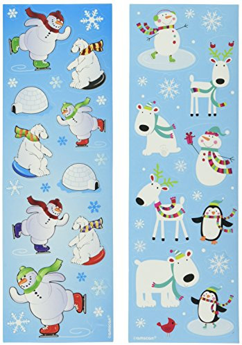 Amscan alegres del muñeco de nieve del invierno Diversión papel impreso Pegatinas Strip (8 piezas)