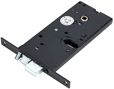 Serratura Elettrica '950' Per Porte In Alluminio. Finitura Verniciata Nera. Foro Ovale Per Cilindro, Scrocco E Pistone Di Ricarica Reversibili. Vite Di Fissaggio. Alimentazione 12V. Con Scrocco