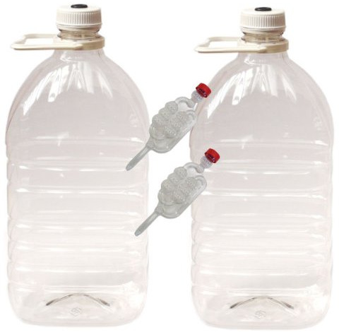 Bigger Jugs Pair of 5 Litre PET Demi-Johns with Caps, Grommets and Airlocks