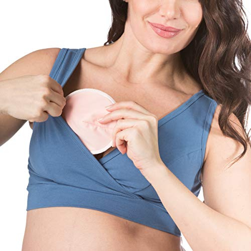 Fishers Finery Wireless Breastfeeding Maternity Bra w/Nursing Pad Set(Blue, XS)