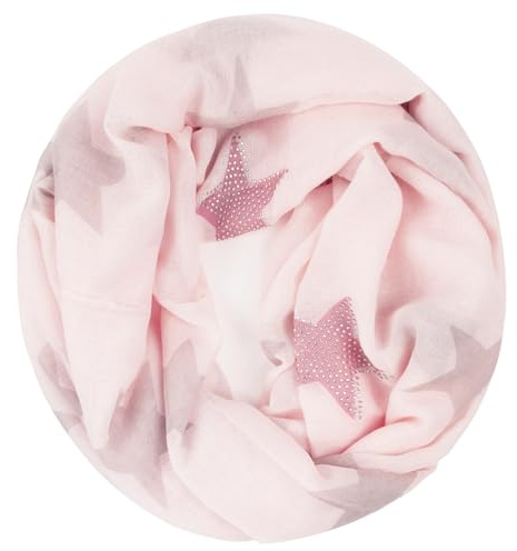 Glamexx24 Loop Schal mit Sternenmuster - Damen Leichter Langschal, Schlauchschal, Loopschal Tuch für Frühling und Herbst in vielen Farben
