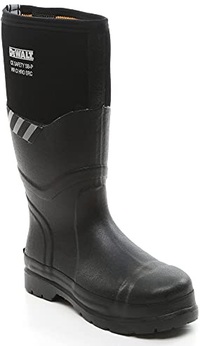 DEWALT Edmonston Men's Waterproof, Steel Toe, Steel Midsole Plate, Work Safety Wellington Boots, Black, UK10