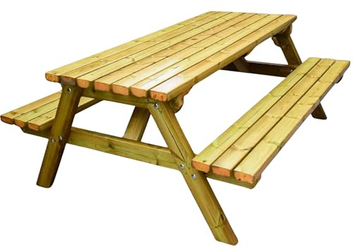 MG Timber Heavy Duty Premium, A-frame Picnic table, Bench. Made From Pressure Treated Swedish Redwood (5FT, Square Corners)