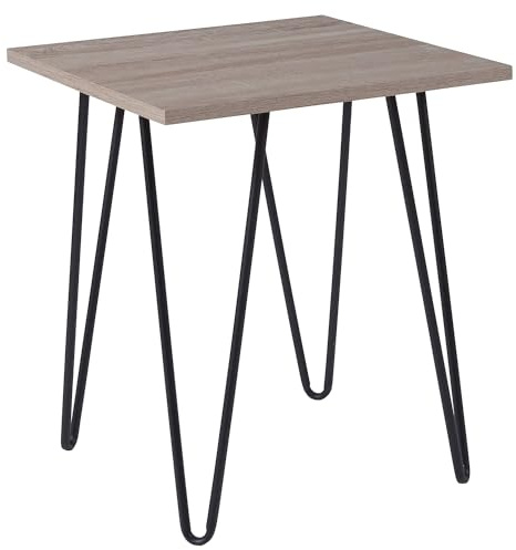 Flash Furniture Oak Park Collection Mesa Auxiliar con Acabado de Grano de Madera con Patas de Metal, Otros, Madera Flotante