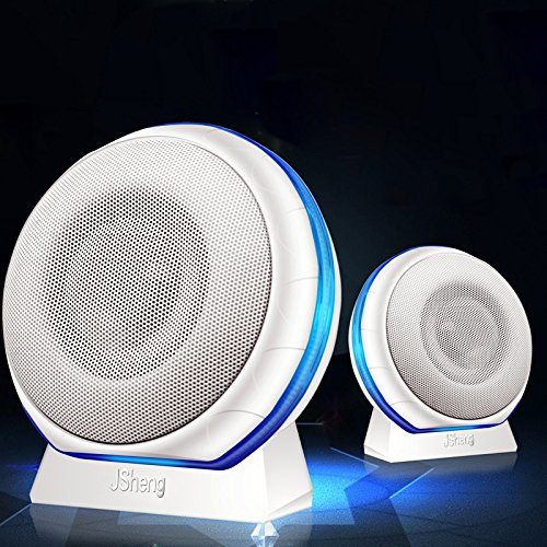 TuToy 3,5 Mm + USB Dual HiFi Stereo Bass Desktop Speaker Mini-Sound-Box Mit Hintergrundbeleuchtung - Weiß