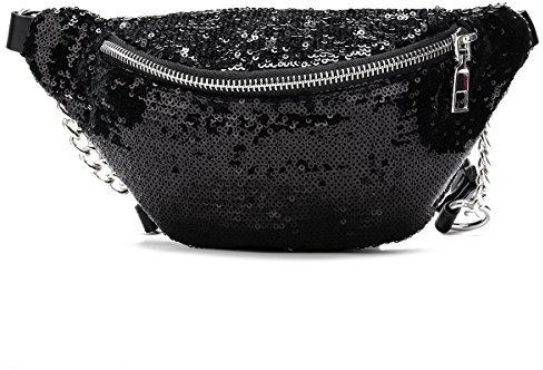 HYSoogut Bauchtasche Damen Elegant Gürteltasche Hüfttasche Umhängetaschen Brusttasche Laufen Reisen Party Wandern Outdoor Taschen (Schwarz)
