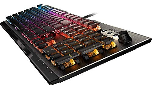 ROCCAT Vulcan 120 AIMO,Tastiera meccanica da gioco per PC con interruttore tattile, piastra superiore in alluminio anodizzato e poggiapolsi staccabile, grigio canna di fucile/nero