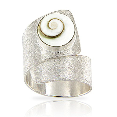 Planetys - 925 Gebürstetes Sterlingsilber Ring Auge des Heilige Lucie - Santa Lucia - Oeil de Sainte Lucie - Shiva Eye - Größe verstellbar