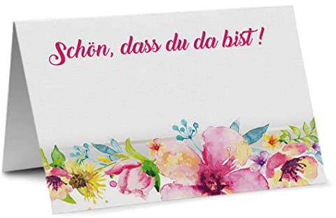 Partycards 50 Stück Tischkarten Hochzeit, Platzkarten für Kommunion Konfirmation, Namensschilder Geburtstag, Tischdeko Namenskarten Taufe, Tischdekoration, Namensschild, Tischkarten Geburtstag