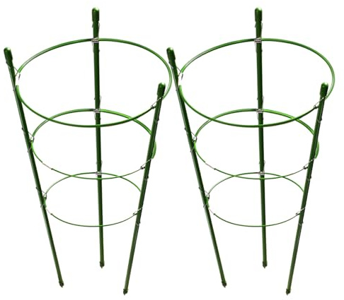 LEOBRO Tomato Cage, 2 PCS Small Plant Support Cage Rust Resistant Garden Ring Stake Plant Support for Tomato, Trellis, Climbing Plant, Flower, Plant Cages for Small Plants,17.7 H
