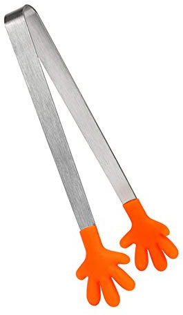 Tophomer - Pinzas de silicona con forma de mano pequeñas y pequeñas pinzas de cocina de acero inoxidable para alimentos, azúcar, ensalada de hielo (palma pequeña)