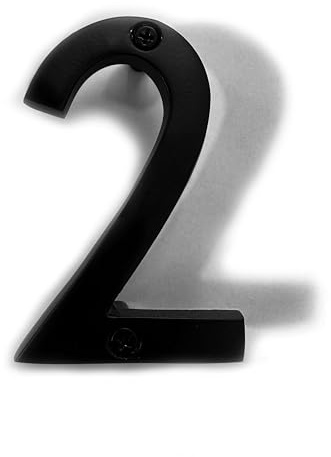 NACH Floating House Numbers, 4 inch Aluminum Black House Numbers for Outside - Number 2, Door Numbers with Mounting Hardware