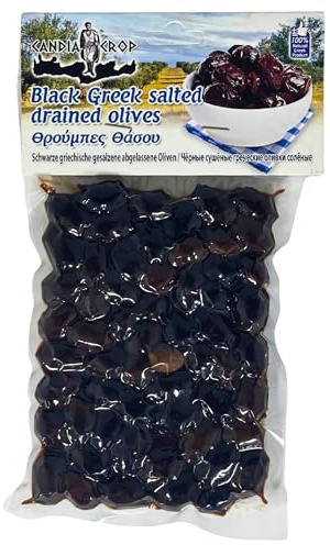 Candia Crop Aceitunas Griegas Negras Saladas Escurridas - Throuba | Paquete de 5 x 200g (Total: 1 kg)