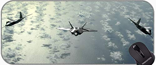 XXL Extended Gaming Mauspad, F22 Raptor Blue Angels Jet Fighter Ebene rutschfeste Gummi Base Mousepad