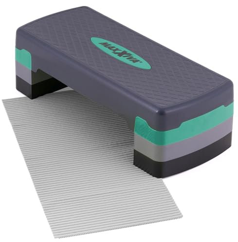 MAXXIVA® Stepper Aerobic-Fitness-Steppbrett mit Antirutsch-Matte 67 x 27 x 10/15/20 cm höhenverstellbar Hometrainer Fitnesstraining Workout (türkis)