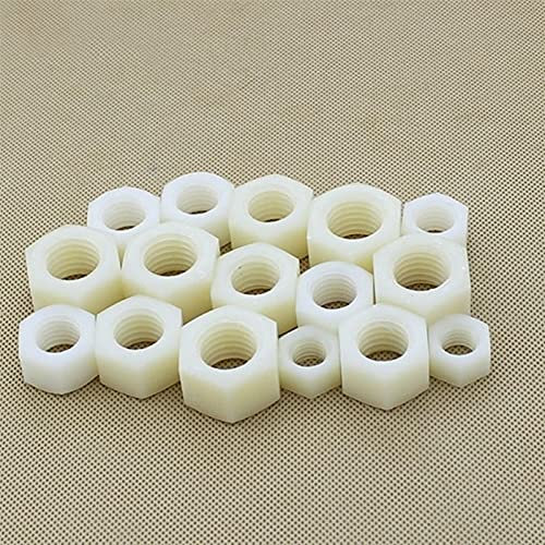 sicherungsmuttern sortiment, 10/20/30 / 50pcs DIN934 M2 M2,5 M3 M4 M5 M6 M8 M10 M12 Weiße Nylonbolzen-Nylon-Sechskantmutter-Hexagon-Kunststoffmuttern (Size : M12 10pcs)