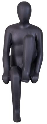 IDYL Moderne Skulptur Sandsteinguss Sitting Man, schwarz