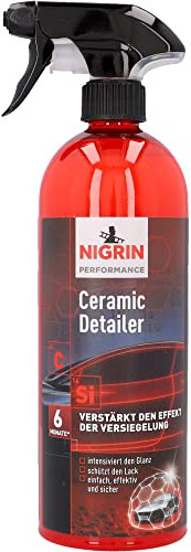 NIGRIN Performance Ceramic Detailer, verstärkt den Effekt der Versiegelung, geeignet für folierte Fahrzeuge und unbehandelte Original-Lacke, 750 ml, rot