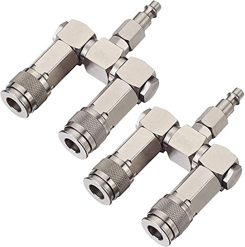 FIXSMITH Air Hose Connector 2 Pack - 2 Way Air Hose Splitter,1/4 In NPT, Air Compressor Accessories Fittings, Swivel 360 Degrees Connectors.