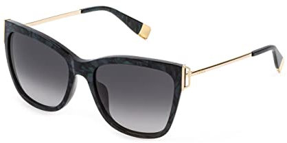Furla Damen Sfu462 Sonnenbrille, Glänzend gestreift, Grün/Perle, 70