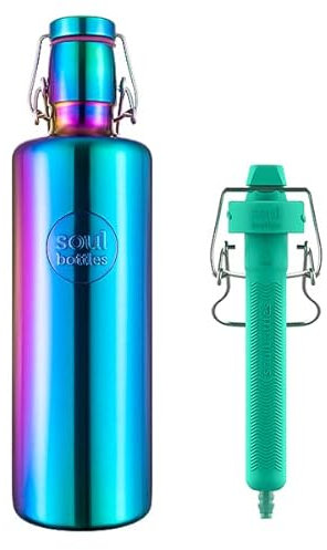 soulbottle Edelstahl-Trinkflasche 1,2 l + soulfilter • Design: Utopia • Mobiler Wasserfilter • Plastikfrei, federleicht & auslaufsicher • Für sauberes Trinkwasser unterwegs
