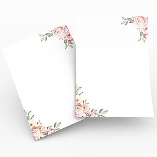 Briefpapier/Briefumschlag Set edel mit Rosen in altrosa und zarten Pastelltönen bedruckt 2 seitig A4 120 g/m² c6 80 g/m² 25 Blatt Briefpapier OHNE Umschläge