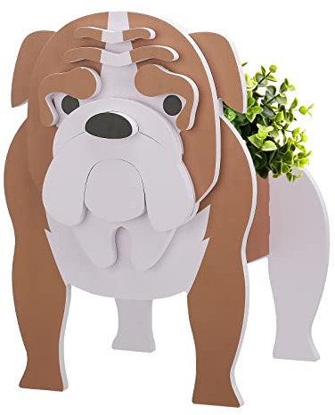 LIBOOI Dog Planter, Animal Flower Planter Pot for Outdoor Plants, English Bulldog Gifts Lovers Women Men, Handmade Storage Container Planters Garden Decoration Cactus Office Home Gifts, 27 x 17.5 cm