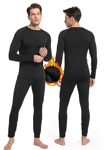 Thermounterwäsche Herren, Atmungsaktiv Funktionsunterwäsche Skiunterwäsche Set Männer Winter Lange Thermo Ski Unterwäsche Set für Joggen,Radfahren,Fußball,Skifahren,Motorrad