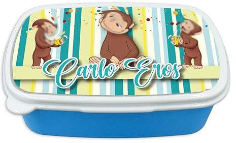 Generico Contenitore Porta Pranzo merenda Bimbi Personalizzabile con NOME SCIMMIETTA Adatto per Il Tuo Bimbo Quando va a Scuola elementare, infanzia, media