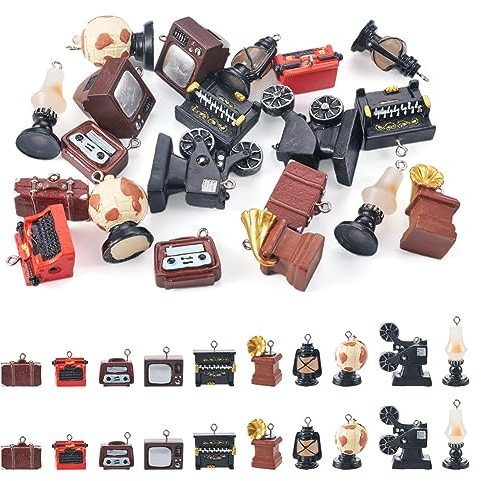 Boutigem Cute Resin Charms Mini Nostalgic Retro Dangle Pendant Charms Lovely Hanging Ornament for DIY Craft Keychain Earring Necklace Jewelry Making
