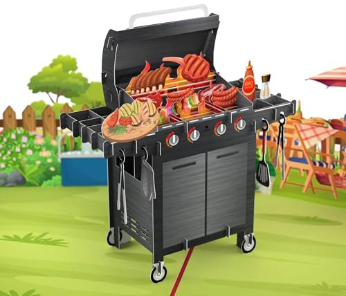 MOKIO® Pop-Up Karte – BBQ Grill – 3D Grußkarte zum Geburtstag, als Geburtstagskarte oder Gutschein zum Grillen im Garten