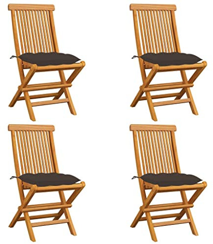 BUKSCYJS StapelstüHle,Outdoor Kissen WetterfestgartenstüHle Mit Taupe Kissen 4 STK. Massivholz Teakgeeignet FüR Wohnzimmer, Schlafzimmer, GäRten, Balkone, Terrassen