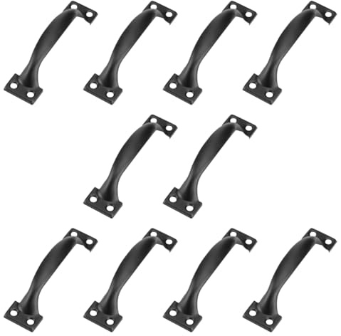 10PCS 4 Inch Gate Handles for Wooden Gates Black Cupboard Handles Shed Door Pull Handle Hardware Black